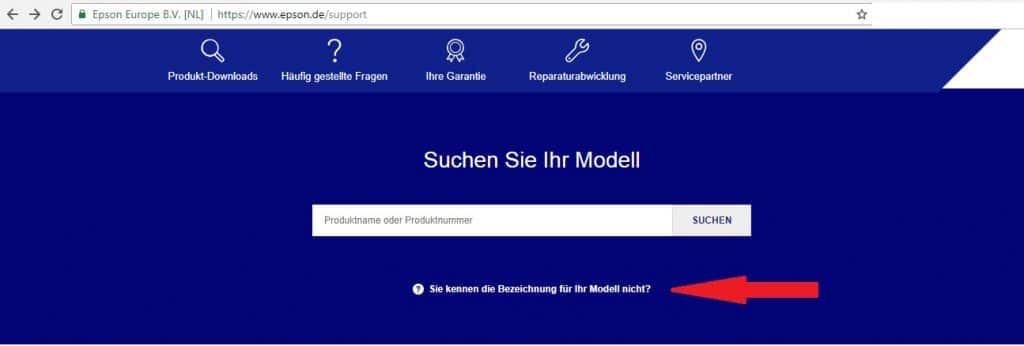 Auch wenn Sie die exakte Modellbezeichnung Ihres Druckers nicht kennen, gelangen Sie zum Ziel.