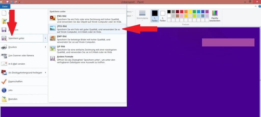 Auch das systemeigene Programm Paint eignet sich für die Konvertierung von Word- zu JPG-Dateien.