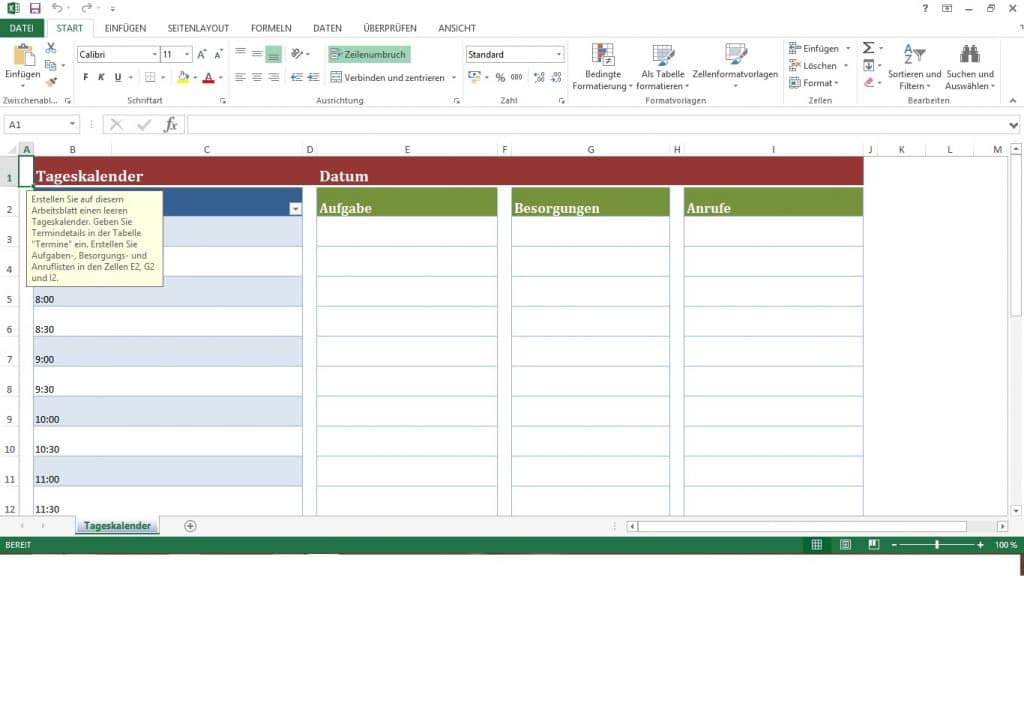 Kreieren Sie Ihren ganz persönlichen Terminkalender ganz einfach selbst mit Excel.
