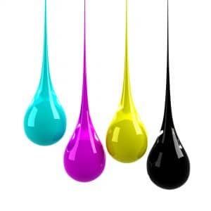 Festtinte bietet Ihnen ebenfalls das Farbspektrum der gängigen Druckfarben Cyan, Magenta, Gelb und Schwarz.