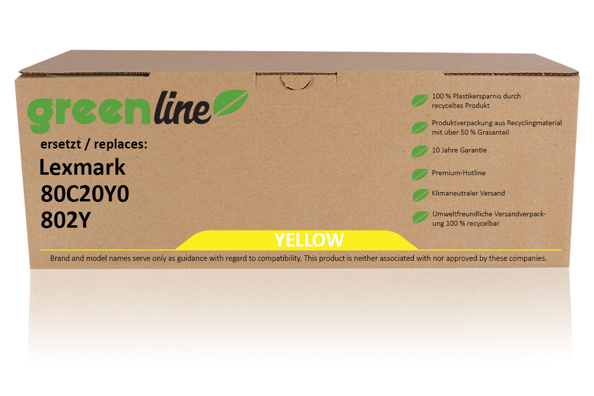 greenline ersetzt Lexmark 80C20Y0 / 802Y Tonerkartusche, gelb