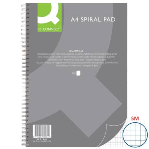 Q-CONNECT Collegebuch, A4, 80 Blatt, kariert