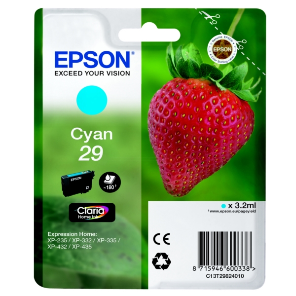 Original Epson C13T29824022 / 29 Tintenpatrone cyan