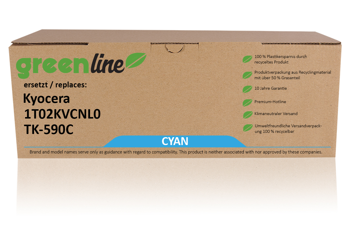 greenline ersetzt Kyocera 1T02KVCNL0 / TK-590 C XL Tonerkartusche, cyan