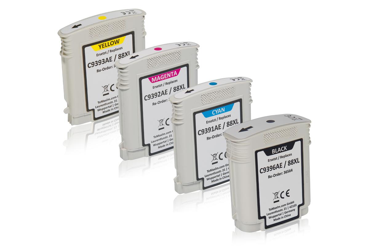 Multipack kompatibel zu HP C9396AE / 88XL enthält 1xBK, 1xC, 1xM, 1xY