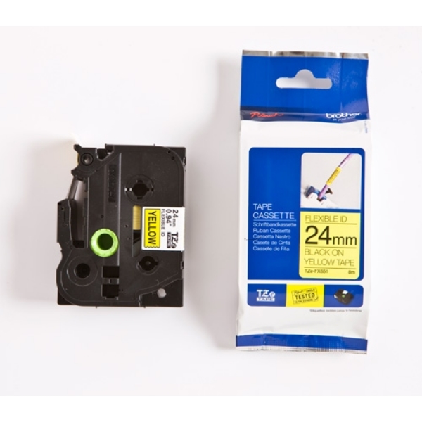 Original Brother TZEFX651 P-Touch Farbband schwarz auf gelb Laminat 24mm x 8m