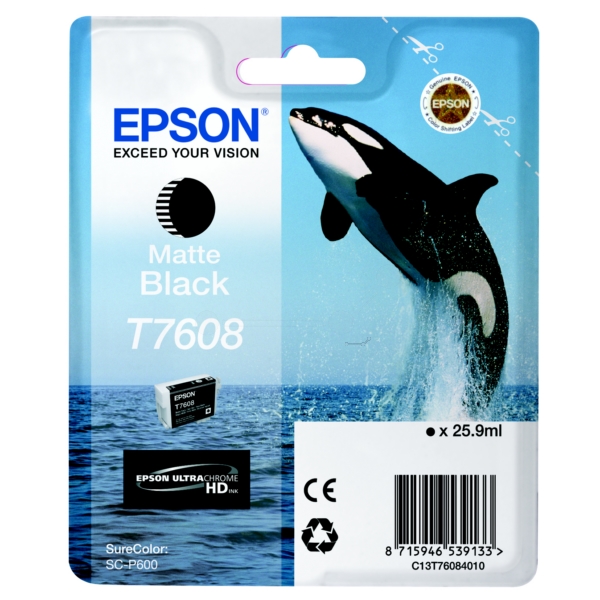 Original Epson C13T76084N10 / T7608 Tintenpatrone schwarz matt