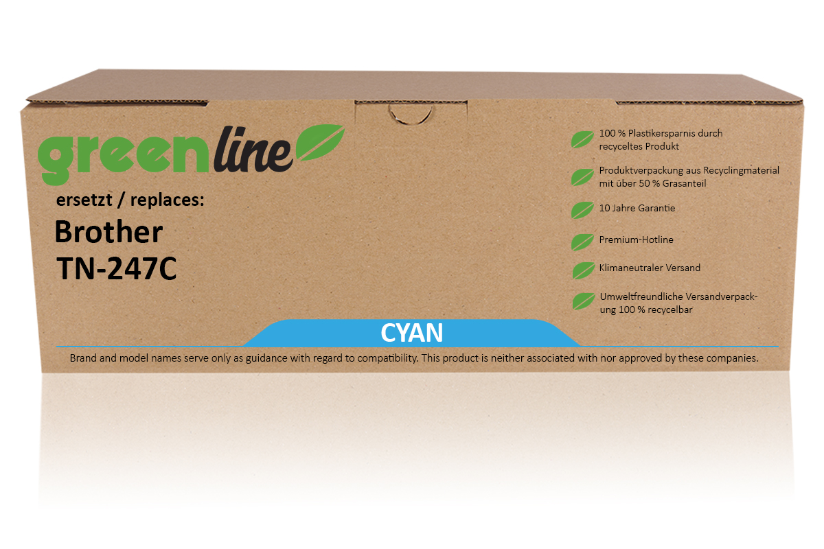 greenline ersetzt Brother TN-247 C Tonerkartusche, cyan