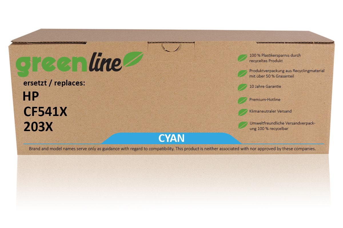 greenline ersetzt HP CF 541 X / 203X Tonerkartusche, cyan
