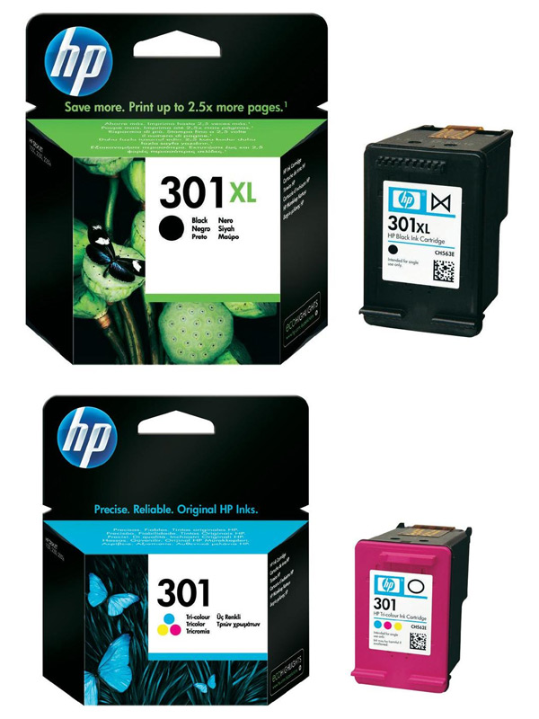 Original HP Patronen 301XL / 301 Set CH563EE CH562EE Mehrfarbig
