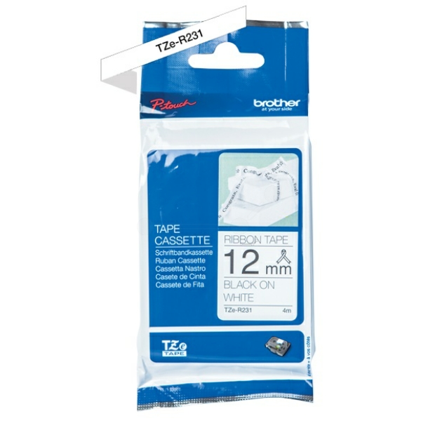 Original Brother TZER231 P-Touch Farbband schwarz auf weiss Laminat 12mm x 4m