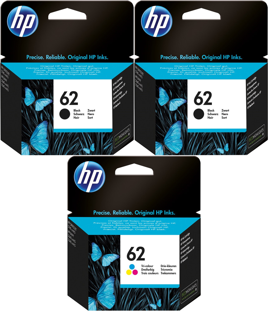 Original HP Patronen 62 C2P04AE C2P06AE 3er Set Mehrfarbig