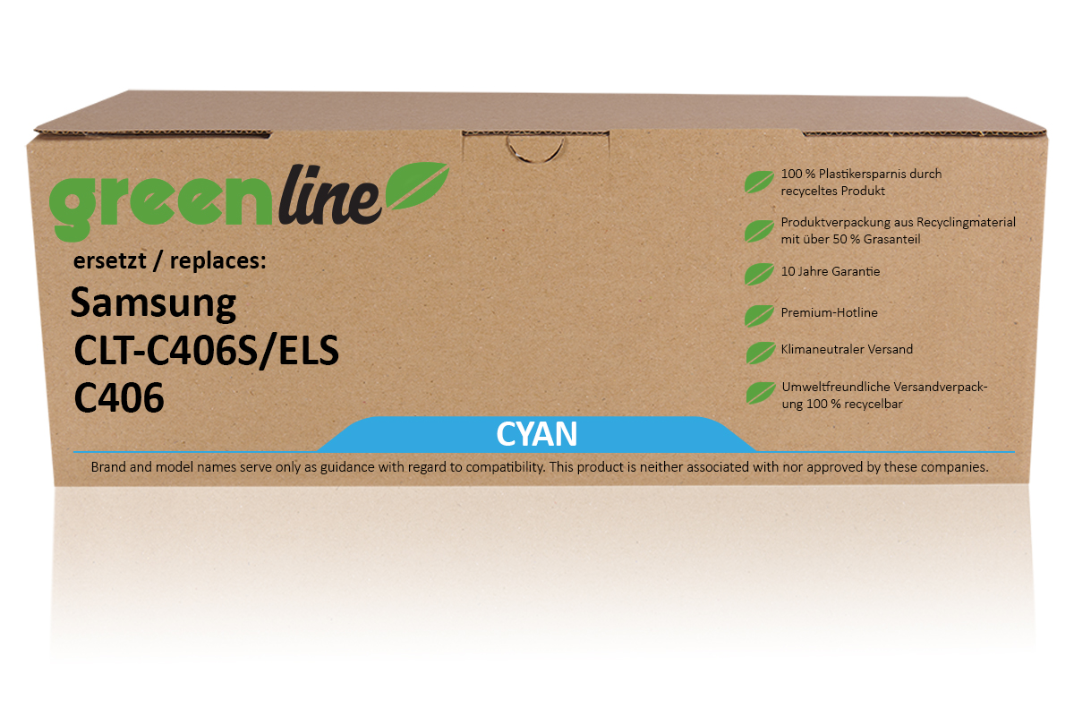 greenline ersetzt Samsung CLT-C406S/ELS Tonerkartusche, cyan