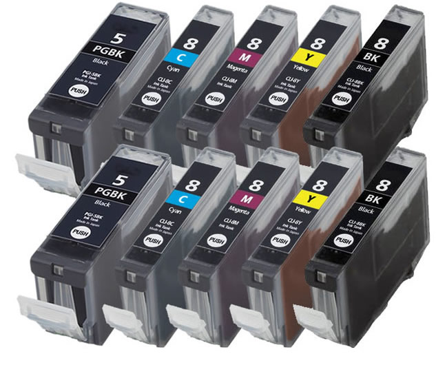 Multipack Kompatibel zu Canon PGI-5bk / CLI-8 enthält 10x Tintnepatrone