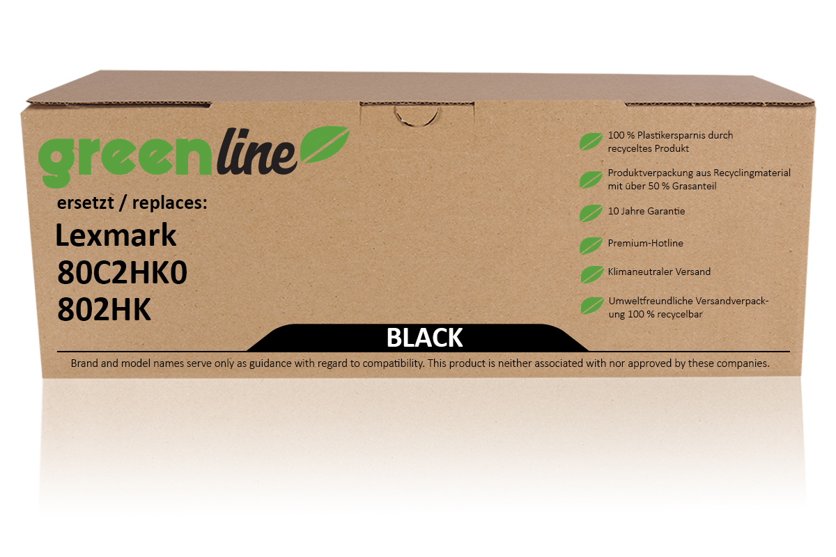 greenline ersetzt Lexmark 80C2HK0 / 802HK Tonerkartusche, schwarz