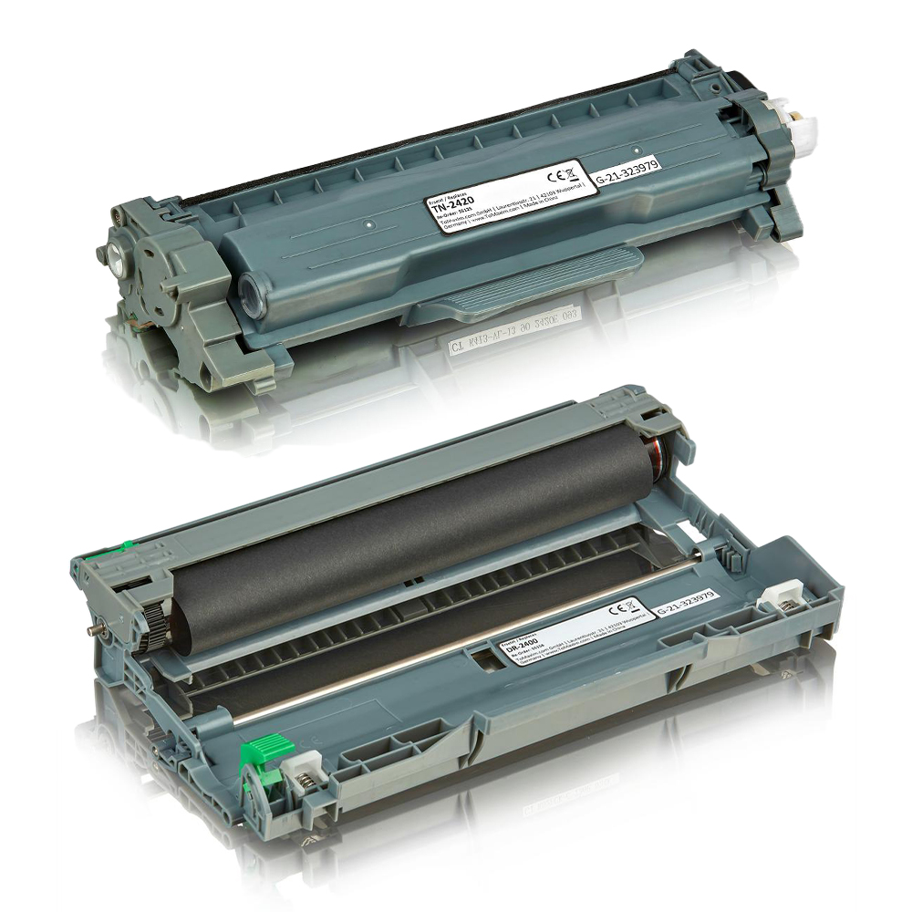 Sparset kompatibel zu Brother TN-2420 / DR-2400 enthält 1xBK, 1xfarblos