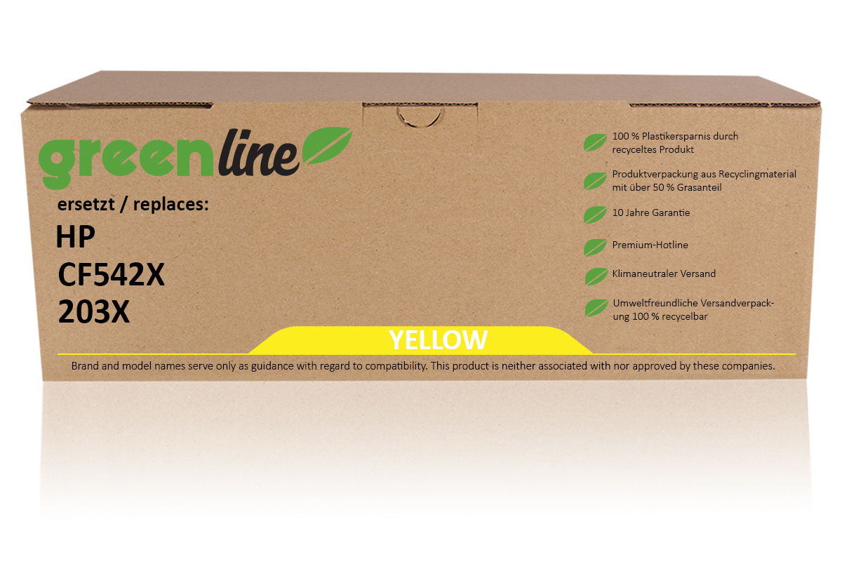 greenline ersetzt HP CF 542 X / 203X Tonerkartusche, gelb