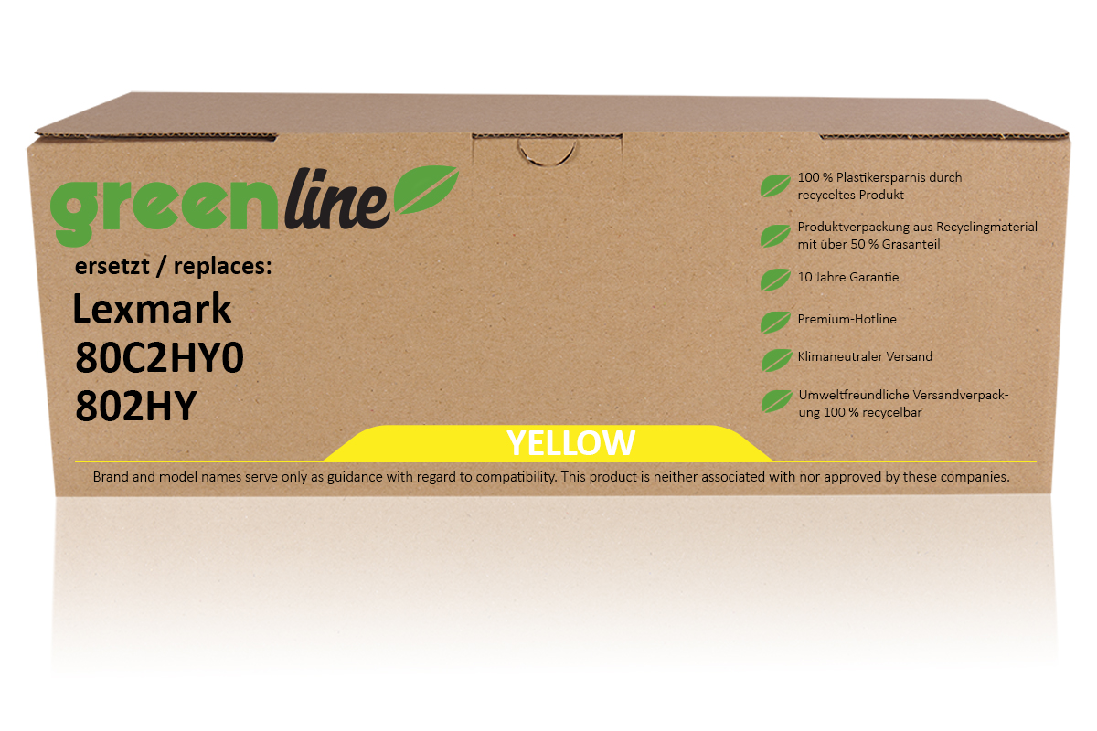 greenline ersetzt Lexmark 80C2HY0 / 802HY Tonerkartusche, gelb